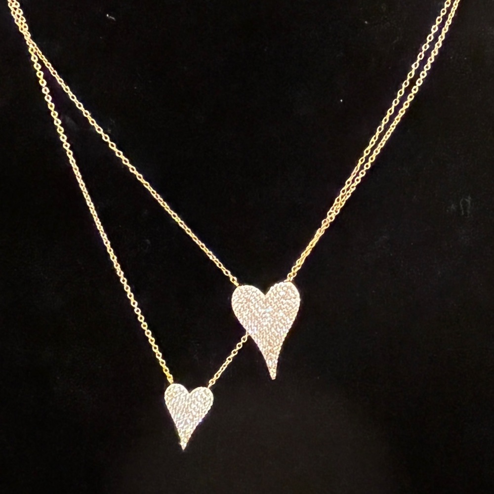 - White or gold Pave diamond heart charm one cm